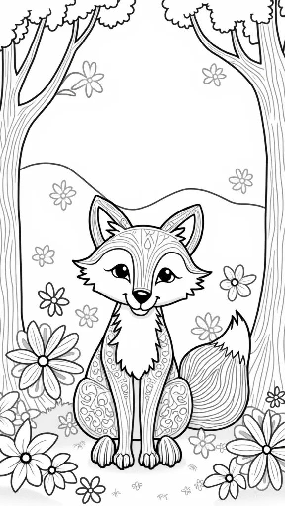 coloring pages of a fox